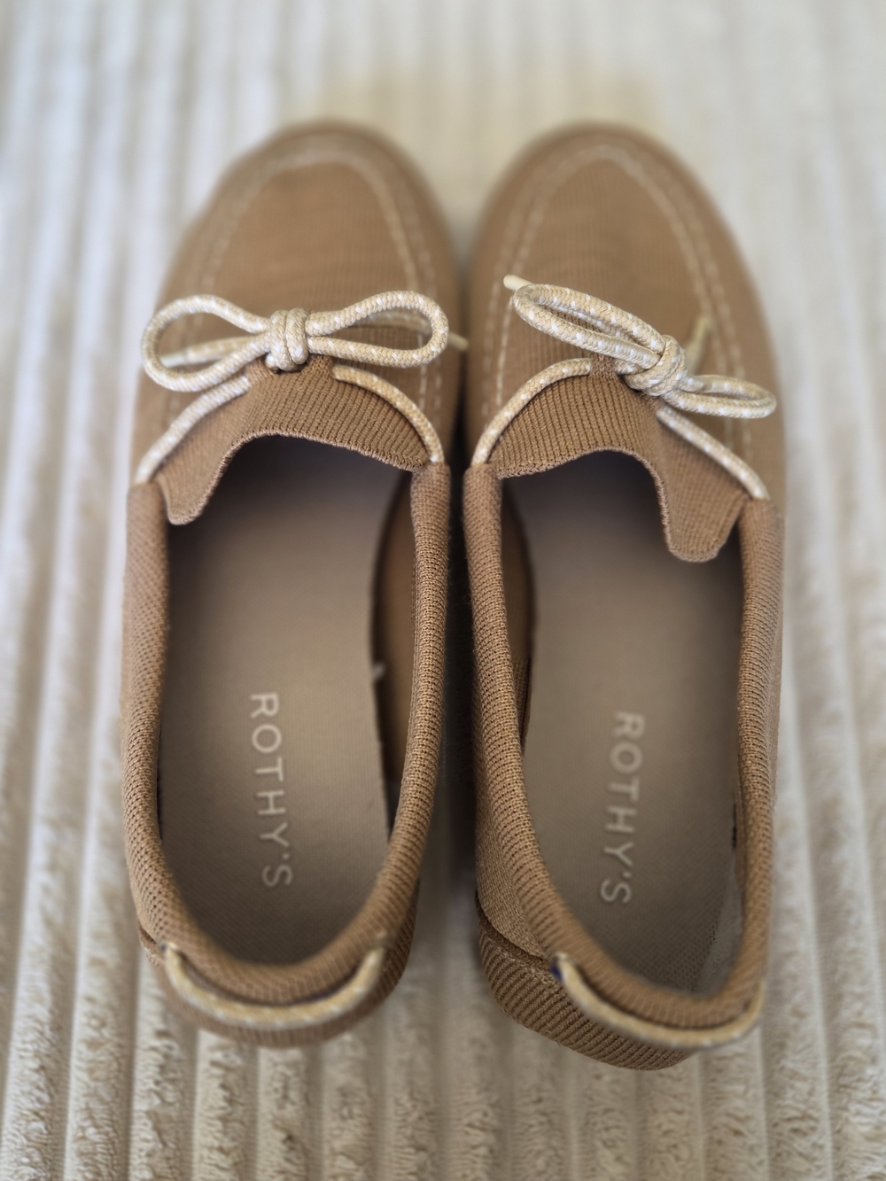 Rothy's Women's Tan Bow-Accent Knit Loafers
